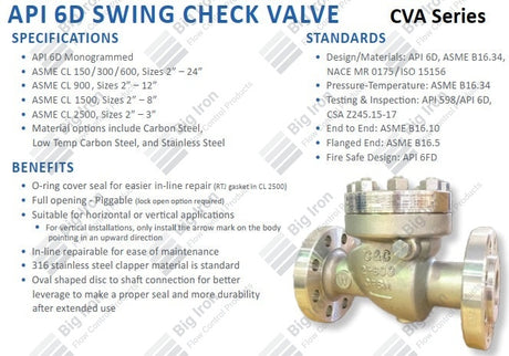 Check Valve, Swing, TE, 3” 600# RF, FP, Sour, WCB/SS, Viton GLT 90, BC